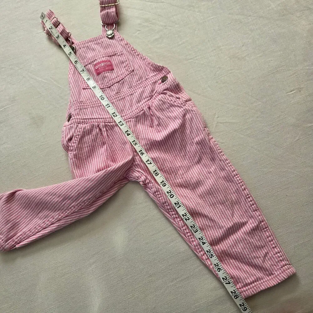 Vintage Oshkosh Pink Engineer Striped Overalls 3t